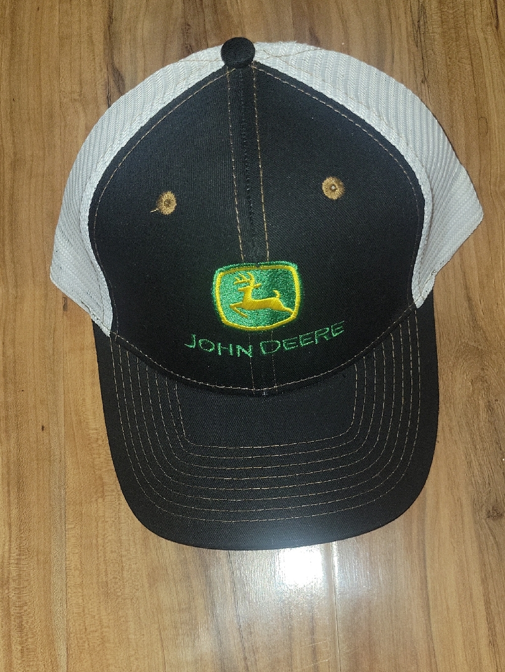 John Deere Black, White & Yellow Logo Mesh Back Cap